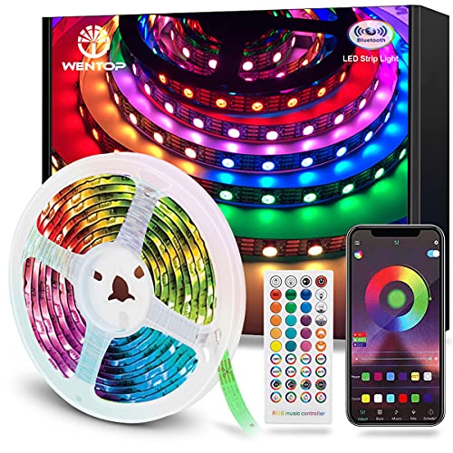 WenTop Tira LED Bluetooth 10m, Luces LED Habitación 10 Metros, RGB Tiras LED con Control Remoto y Inteligente Control de APP, Cambia el Color con la Música, Para Decoración de Bares, Fiestas, Cocina