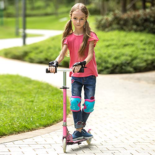 WeSkate Patinete 2 Ruedas para Niños de 4 a 10 Años Patinete Plegable Ajustable en Altura para Niñas y Niños,Carga Máxima 50 kg (Rosa, Azul)