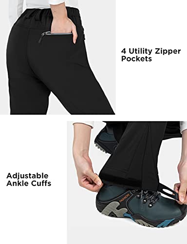 Wespornow Pantalones Termicos Impermeables Mujer de Trabajo-Trekking-Deporte-Vestir-Jogger-Senderismo Montaña Elasticos para el Frio y para Adelgazar(Negro,l)