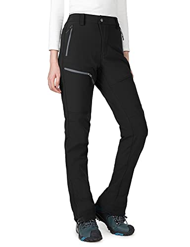 Wespornow Pantalones Termicos Impermeables Mujer de Trabajo-Trekking-Deporte-Vestir-Jogger-Senderismo Montaña Elasticos para el Frio y para Adelgazar(Negro,l)