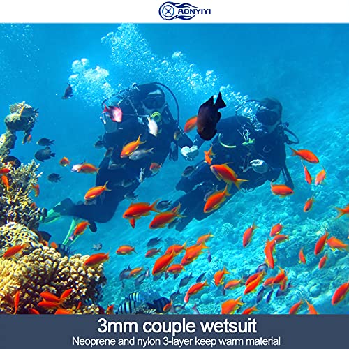 Wetsuits Traje de Neopreno 3 mm AONYIYI Ultra Elástico Atrás Cremallera Cálido Traje de Buceo Completo Mujeres para Hacer Snorkel Buceo Natación Surf