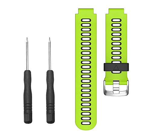 WIIKAI Compatible con Garmin Forerunner 735XT，630，620，235，230，220 Correas para Relojes, Correa de Pulsera de Reemplazo(Verde + Negro).