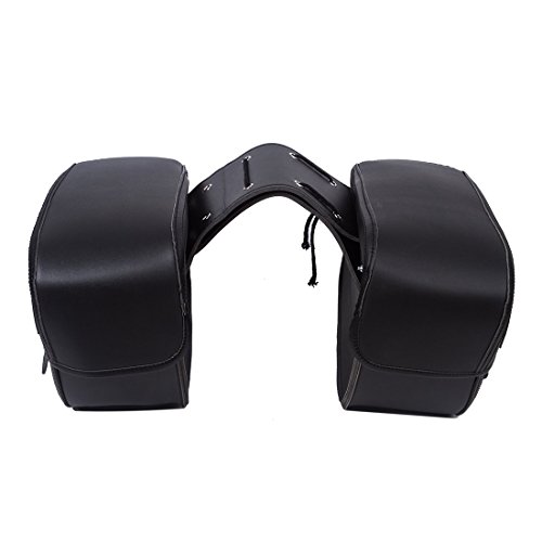 WILDKEN Alforjas para Moto de Cuero Moto-Bolso Triangular al Aire Libre Paquete Parte Trasera de Motocicletas Bolsa de Almacenamiento para Harley Davidson (2PC - Negro)