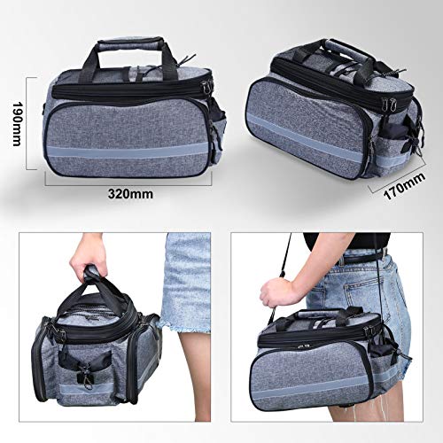 WILDKEN Bolsa Alforja Trasera Bicicleta Impermeable Bolso de Asiento Trasero para Viaje Portátil Extensible Bolsa de Hombro para Ciclismo al Aire Libre (Gris)