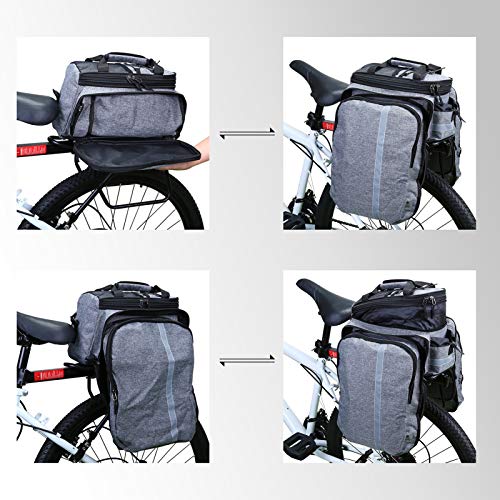 WILDKEN Bolsa Alforja Trasera Bicicleta Impermeable Bolso de Asiento Trasero para Viaje Portátil Extensible Bolsa de Hombro para Ciclismo al Aire Libre (Gris)