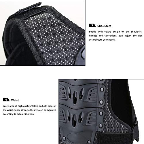 WILDKEN Protección del Pecho Chicos Chaleco de moto para Niños Peto Racing Guard con protectores de Espalda para Motocross Patinaje Patín Esquí Snowboard (Negro, M)