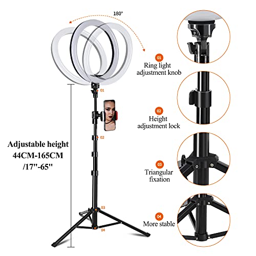 WinCret 10" aro de luz con tripode, Anillo de luz led con 3 Modos Regulables, aro luz movil, 10 Niveles de Brillo, Cargador USB, aro de luz para movil TIK tok/Maquillaje/fotografia/Livestream