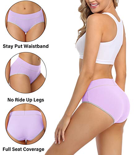 wirarpa Bragas Mujer Cintura Midi Algodón Braguitas Multicolore 5 Pack Talla L