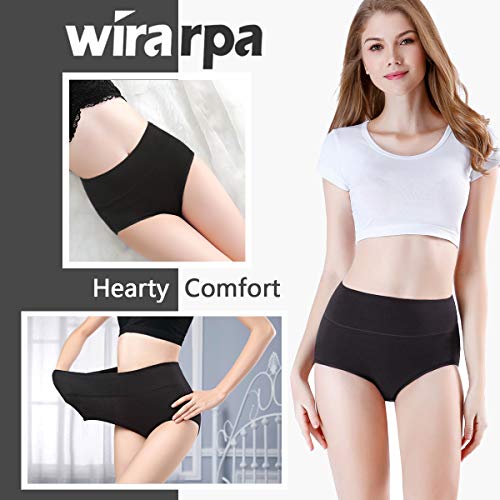 wirarpa Braguitas Culotte Algodón para Mujer Bragas de Cintura Alta Cómodo Multicolor Pack de 4 Talla L