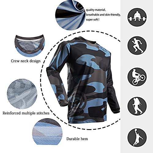 Wisdom Wolf Camiseta de ciclismo de manga larga para hombre de MTB de montaña transpirable y suave que absorbe la humedad