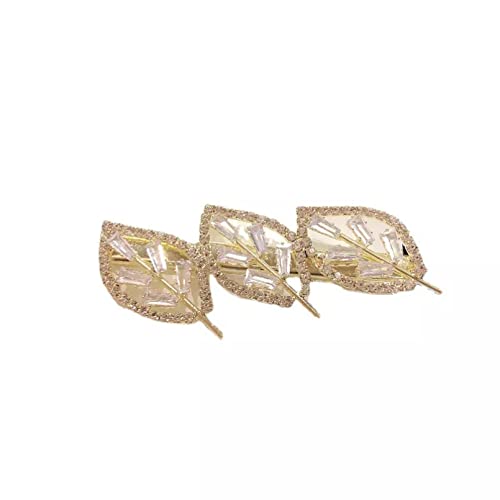 WLLLTYCard issuanceLadies Zircon Hairpin Leaf Rhinestone Side Clip Girl Zircon Bangs Clip Side Horquilla Regalo de la joyería