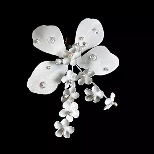 WLLLTYCard issuanceSimple Flor Blanca Horquilla Nupcial Peine Accesorios de Boda Mujer Dama de Honor Tocado Horquilla SID