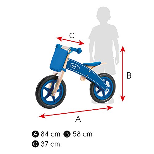 WOOMAX - Bicicleta madera sin pedales, bicis con cesta, bicicletas de madera, bici niño sin pedales, bici para niños 3 años, color azul, peso máximo 30 Kg, +3 años (85102)