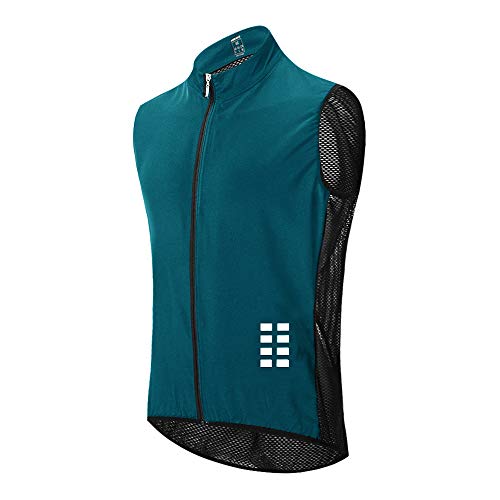 WOSAWE Chaleco de Ciclismo, Hombres Transpirable Sin Mangas Chaqueta de MTB Cortavientos Ropa de Bicicleta (Navy XXL)