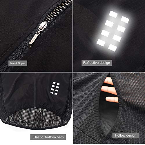 WOSAWE Chaleco de Ciclismo, Hombres Transpirable Sin Mangas Chaqueta de MTB Cortavientos Ropa de Bicicleta (Negro XXL)