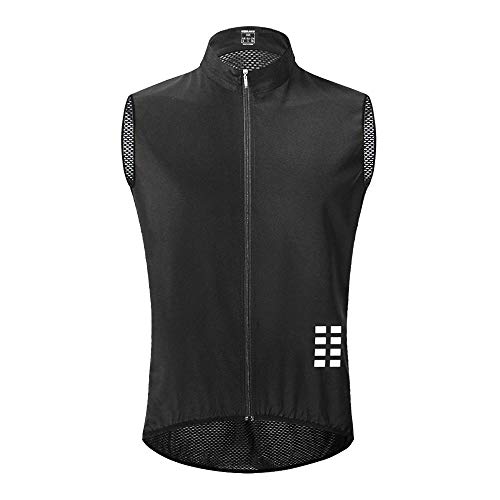 WOSAWE Chaleco de Ciclismo, Hombres Transpirable Sin Mangas Chaqueta de MTB Cortavientos Ropa de Bicicleta (Negro XXL)