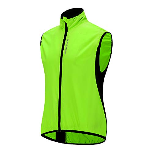 WOSAWE Chaleco de ciclismo para hombre Ligero y transpirable al aire libre Correr sin mangas Chaquetas de ocio Ropa deportiva(Verde XXL)