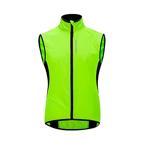 WOSAWE Chaleco de ciclismo para hombre Ligero y transpirable al aire libre Correr sin mangas Chaquetas de ocio Ropa deportiva(Verde XXL)