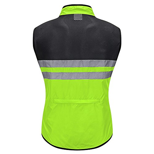 WOSAWE Hombres Ropa Ciclismo, Transpirable Chaqueta de Ciclismo Cortavientos Alta Visivilidad Chaleco Reflectante de MTB (BL205 Chaleco Verde XXL)