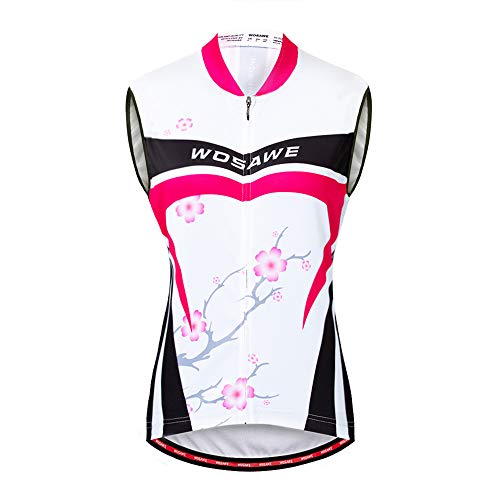 WOSAWE Maillot de Ciclismo para Mujer Transpirable Sin Mangas Chaqueta de Bicicleta Camiseta para Verano Deportes al Aire Libre (Flor de Ciruelo S)