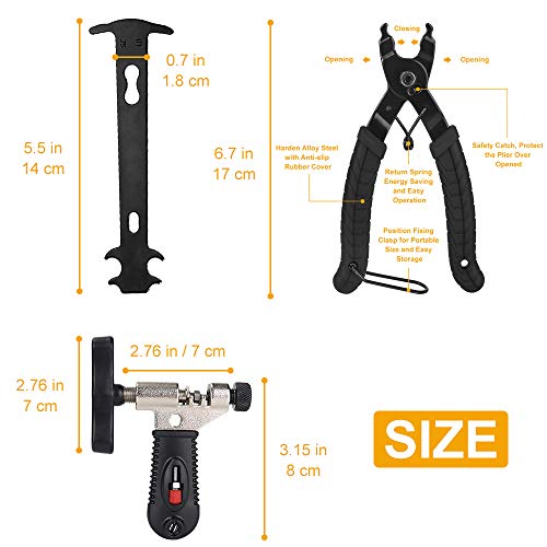 WOTOW Kit de Herramientas de reparación de Cadena de Bicicleta, alicates de Enlace Maestro de Bicicleta, removedor e Interruptor de Cadena, Conector Reutilizable para Cadena de Velocidad 6/7/8/9/10