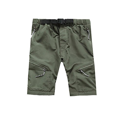 WOYAOFEI Pantalones de deporte para hombre, de senderismo, de secado rápido, desmontables, para exteriores, finos, chinos, cargo, impermeables, para MTB, largo/corto., verde, S