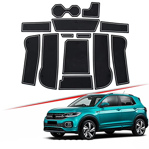 WSCLCP Alfombrilla de látex con Ranura para Puerta, Alfombrilla con Ranura para Puerta Interior, Accesorios Antideslizantes para Polvo, Estilo de Coche, para Volkswagen T-Cross 2019-2020