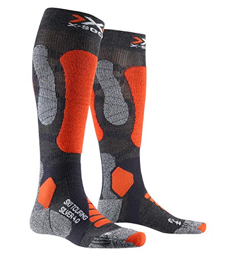 X-Socks Ski Touring Silver 4.0 Invierno Calcetines De Esquí, Hombre, Anthracite Melange/Orange Fluo, 42/44