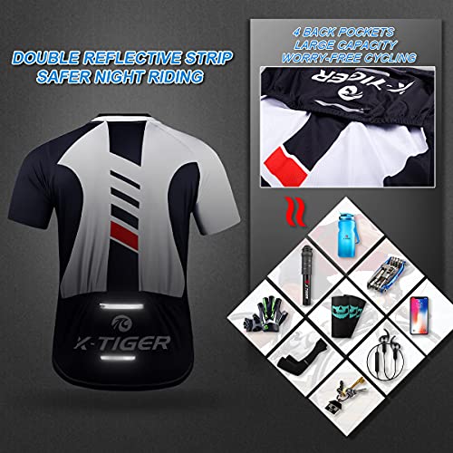 X-TIGER Hombres de Bicicleta con 5D Gel Acolchado MTB Ciclismo Tirantes Culotte Pantalones Cortos Culotes