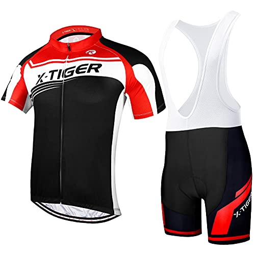 X-TIGER Hombres de Bicicleta con 5D Gel Acolchado MTB Ciclismo Tirantes Culotte Pantalones Cortos Culotes (#6, XL(CN)=L(EU))