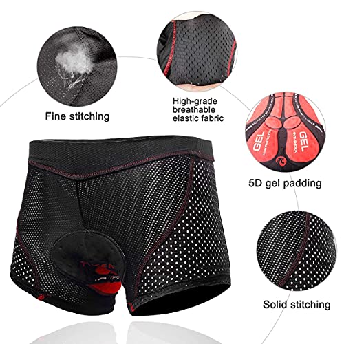 X-TIGER Hombres Ropa Interior de Bicicleta con 5D Gel Acolchado MTB Boxer Ciclismo Pantalones Cortos (Negro 2, 3XL)