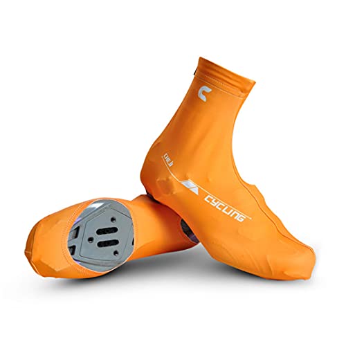 XJST Cubierta De Zapato De Ciclismo De Carretera, Esposas De Lluvia Deportivas Al Aire Libre, para Hombres, Mujeres, Botines De Bicicleta De Montaña, Adecuados para El Verano,Naranja,L