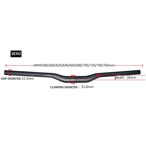 XZZ Manillar Bici CarbononegroManillaresparabicicletasAdecuado para Bicicletas de montaña, Bicicletas de Carretera.Manillares de Fibra de Carbono curvos/Rectos