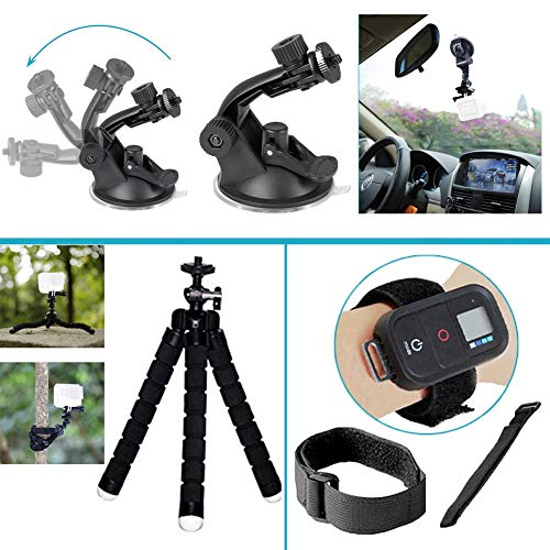 YHTSPORT - Kit de accesorios de cámara de acción para GoPro Hero 9 8 Max 7 6 5 4 negro, GoPro 2018, Session Fusion, plata, blanco Insta360 DJI SJCAM APEMAN AKASO y otras cámaras (29 en 1)