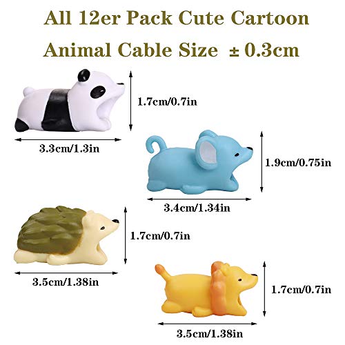 YMHPRIDE 12 Pack Cute Cartoon Animal Cable Protector, previene la Rotura del Cable Cable Protector Case para iPhone/iPad, Varios Animal Cable Chewers Mini Cables