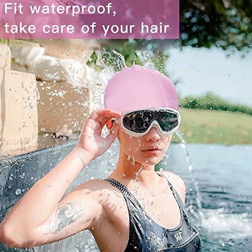 YMIFEEY Unisex Gorro de Natación Piscina Mujer y Hombre Gorro de Piscina para Pelo Largo y Corto Gorros de Baño Impermeable Suave y Cómodo (1 Rosado)