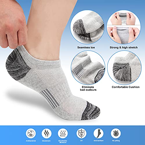 YOJOOM Calcetines Hombre Mujer - 6 Pares Calcetines Deporte Tobillero Corto Atlético , Acolchados Antiampolla Transpirable para Correr Ciclismo Senderismo Trail Mtb (Mixto *6, 35-40)