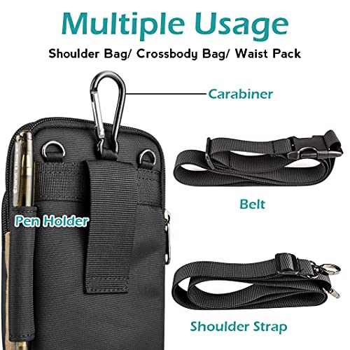 YOODI Pequeño Riñonera Bolso Hombres riñonera Impermeable Oxford Belt Purse Bag Bandoleras Molle EDC Tactical Phone Holder Bolso Bandolera Pequeño Tipo Cartera Clip para Cinturón, 2 Correas(Caqui)