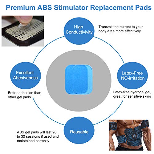 YOUYIKE® 50 Piezas EMS Gel Hojas, ABS Estimulador Muscular Repuesto De Repuesto Accesorios,Cinturón Tonificador De Abdominal Músculo De Tóner De Repuesto De Almohadillas De Repuesto