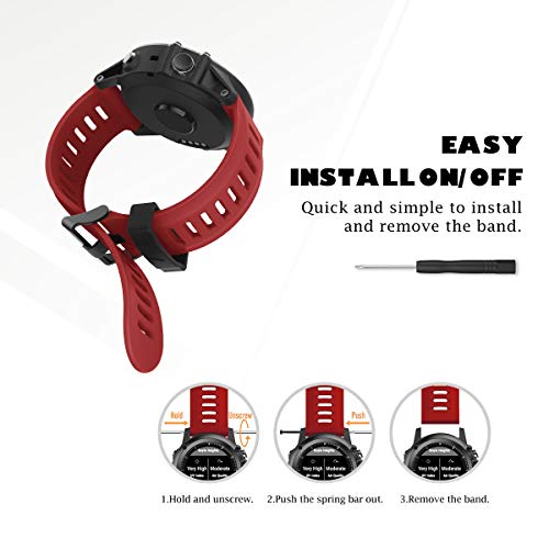 YPSNH Compatible para Garmin Fenix 3 Correa 26mm Suave Silicona Accesorio Fenix 5X Banda para Reloje Deportivos Correa de Repuesto para Fenix 3/Fenix 5X/Fenix 3 HR