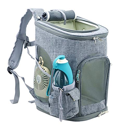 Yugoujiu Mochila Extra Grande para Mascotas Mochila para Perros de 20 kg Verano Transpirable con Bolsa de Viaje Mochila Plegable para Gatos,Gris Claro,L (15-23 Gatos y Perros)