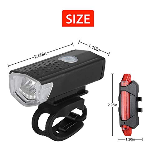 YUNTAN USB Juego de luces para bicicleta recargables superbrillantes y luz trasera para bicicleta LED, batería de litio de 1200 mA, resistente al agua, 3 modos de iluminación