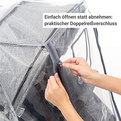 Zamboo Plastico Lluvia Silla Paseo Universal - Burbuja Lluvia/Protector Lluvia Carro bebe con ventana de contacto, cremallera frontal para abrir, transparente, sin contaminantes