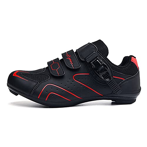 Zapatillas de Ciclismo Hombre Zapatos de Bicicleta Carretera Mujer Ciclismo de Interior Peloton Compatible con Tacos SPD y Look Delta Black Red 230