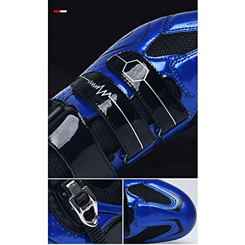 Zapatillas de ciclismo para hombre de MTB con cerradura para montar a caballo y mujer, zapatos SPD, antideslizantes, ligeros, montañismo en el pie (tamaño: 43-275 mm, color: azul)