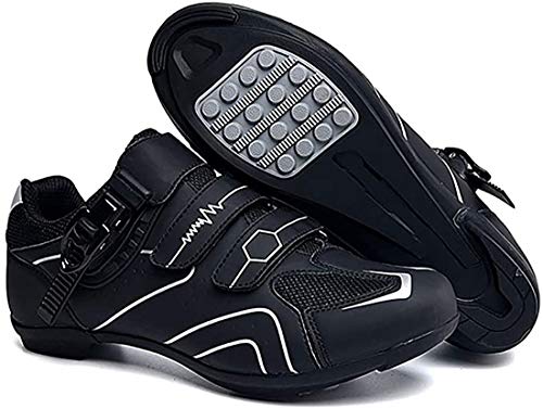 Zapatillas De Ciclismo Zapatillas De Bicicleta De Carretera Y Montaña De Fibra De Carbono Antideslizantes Y Transpirables, Zapatillas De Deporte A Rayas Reflectantes (40,Gris)