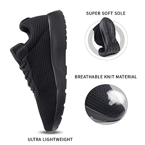 Zapatillas de Running Hombre Mujer Deportivas Casual Gimnasio Zapatos Ligero Transpirable Sneakers Negro 44 EU