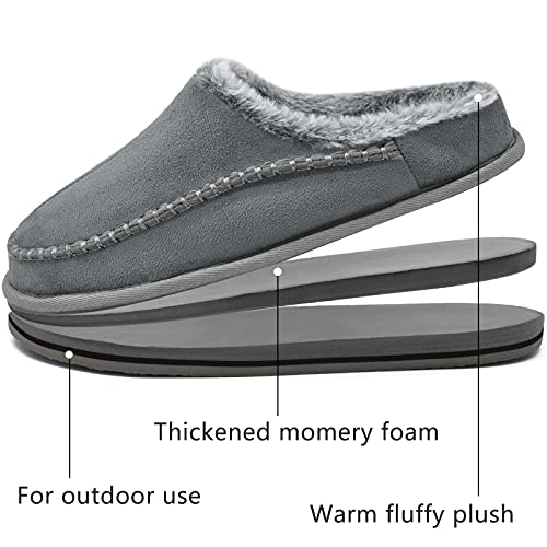 Zapatillas de soporte de arco para hombre Cómodo Interior Puntadas Hecho a mano MicrogamuzaZapatos de casa Ponerse Cálido Piel sintética Caucho Exterior Gris Tamaño 40