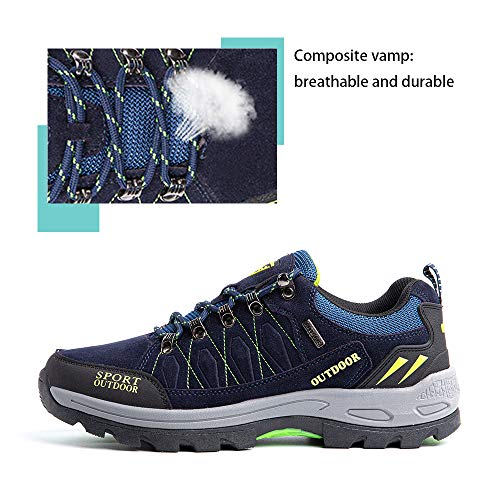 Zapatillas Trekking Hombre Antideslizantes Zapatos de Senderismo Transpirable Botas Montaña Bajas al Aire Libre 1 Azul Talla 44 EU