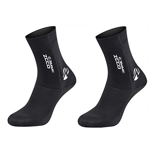 ZCCO Calcetín de Neopreno Premium, Calcetines de Agua de 3 mm para Buceo, Snorkel, Playa, Surf, natación, navegación (Negro, M)